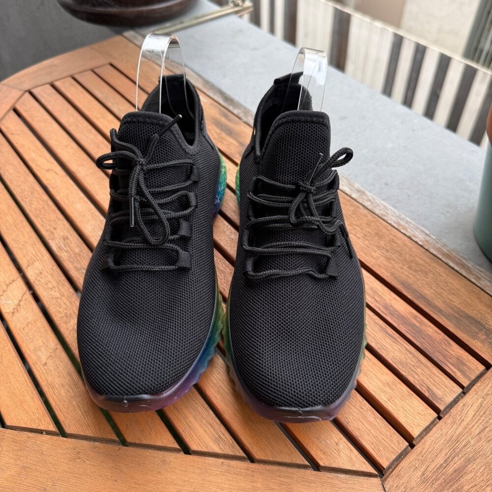 Wanted Womens Black Sneakers With Rainbow Soles - Picture 3 of 7